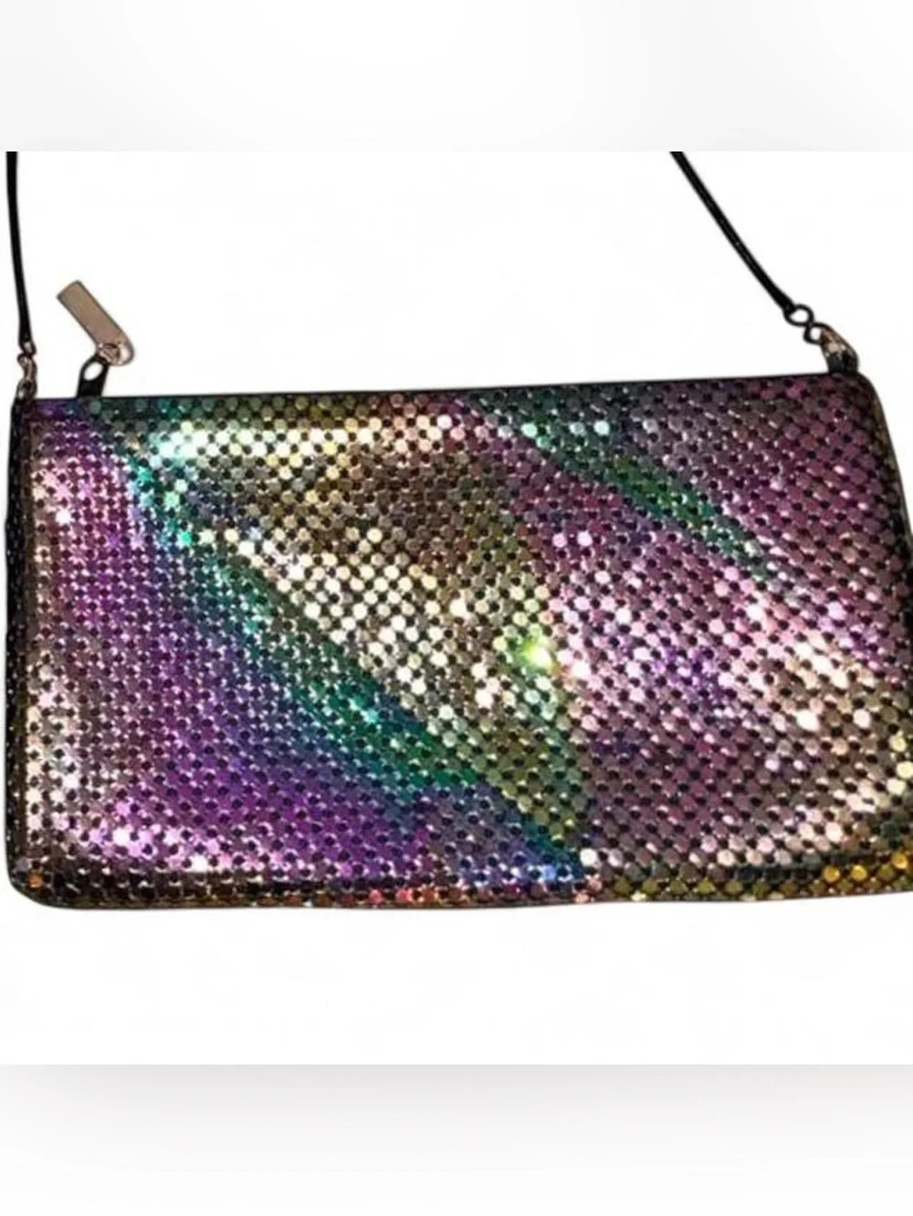 Iridescent Slinky Metal Mesh crossbody Evening Bag -